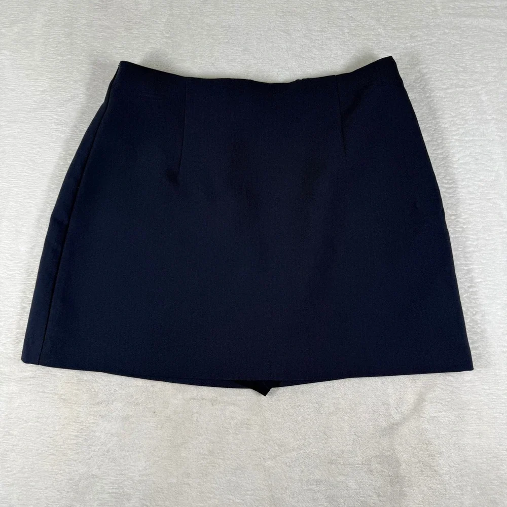 Abercrombie & Fitch Navy Blue Mini Skort Small Side Zip Built-in Shorts Stretch